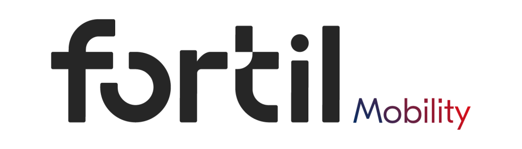 Logo fortil Mobility noir avec baseline dégradée